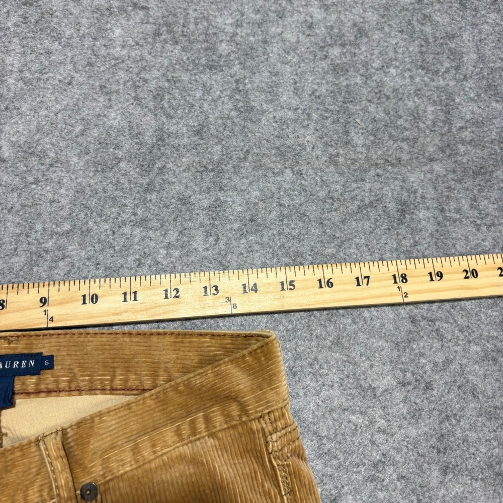 Ralph Lauren Womens Tan Corduroy Straight Leg Pants Equestrian Embroidery Size 6 - Picture 6 of 7